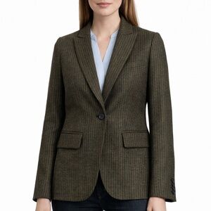 Veronica Beard Cutaway Dickey Jacket Green Blazer Golden Stripe Size 0 NWT